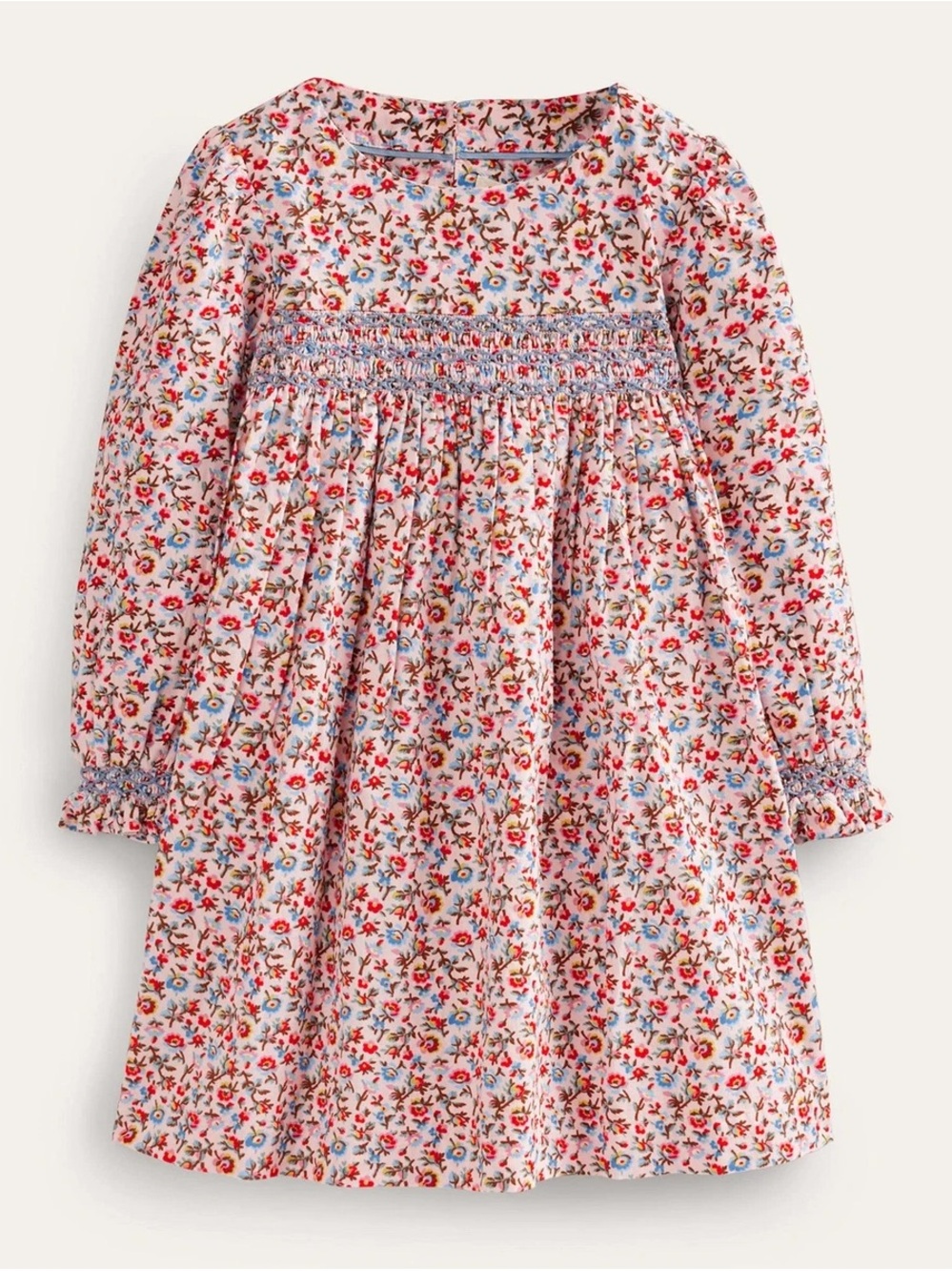 Mini Boden Long Sleeve Corduroy Dress in Pink Bramble